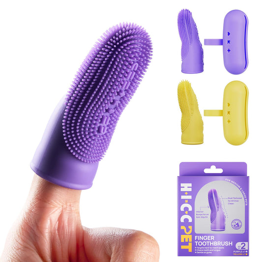 HICC PET Dog Toothbrush, Anti-Slip Dog Tooth Brushing Kit, Dog Finger Toothbrush for Plaque and Tartar Cleaning, Dog Teeth Cleaning for Medium & Large Pets, Safer & Softer Liquid Silicone, 2-Pack