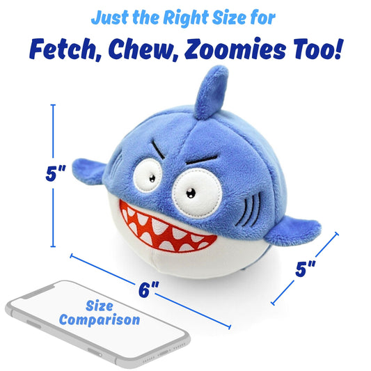 PeppyPawz - Sharky 3 in 1 Plush Shark Dog Chew Toy with Squeaky Ball Inside for Aggressive Chewers, Super Interactive No Stuffing, Strong Tough Heavy Durable, Birthday Gift Box for Small & Large Breed