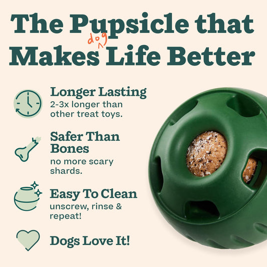 WOOF Pupsicle and Treat Tray - Long-Lasting Interactive Dog Ball Toy and Silicone Dog Treat Mold - Keep Your Pup Busy - Easy to Clean - Toys for Medium and Large Dogs 25-75 lbs