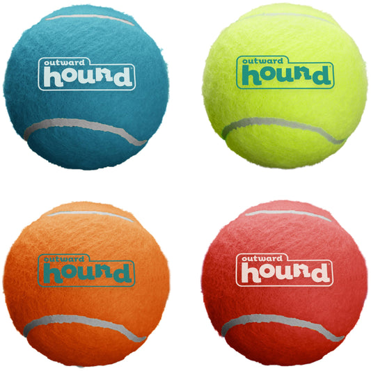 Outward Hound Squeaker Ballz – Squeaky Tennis Balls for Dogs Under 50 lbs, Interactive Dog Toy for Fetch & Training, Medium (2.5"), 4‑Pack