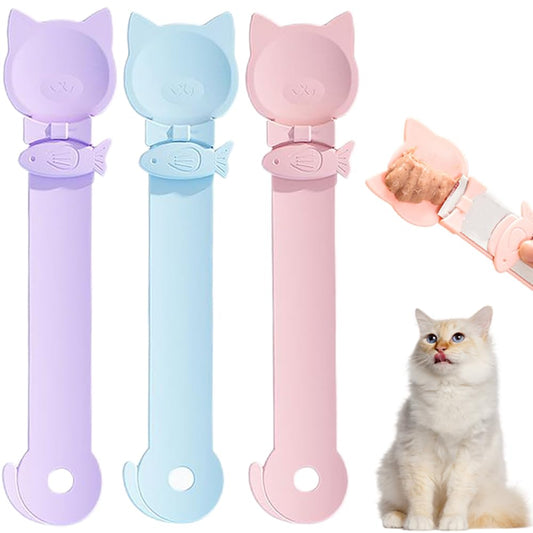 PETPAWLOVELY-3PCS Cat Treat Spoon Squeeze,Cat Strip Feeder spoon,Easy Feeding Spoon for Licky Treats,Pet Food Spoon for Wet Food, Suitable for Churu Paste Treat(3 Color)