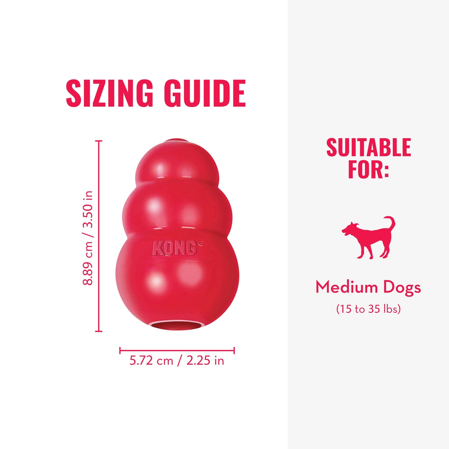 KONG Classic Stuffable Dog Toy - Fetch & Chew Toy for Dogs - Treat-Filling Capabilities & Erratic Bounce for Extended Play Time - Durable Natural Rubber Material - for Medium Dogs