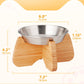 Raised Cat Bowl, 2 Pack Stainless Steel Elevated Cat Bowl Whisker Friendly Wide Flat Shallow Cute with Bamboo Stand Elevated Cat Food Plate Dishwasher Safe No Slip Lifted Raised Cat Dish Easy Clean