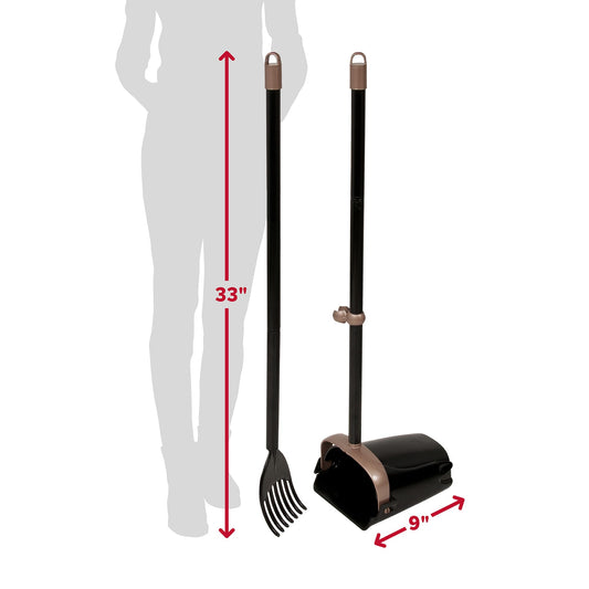 Arm & Hammer Dog Pooper Scooper Swivel Bin & Rake, Poop Scoop for Dogs, Black (2 Heavy Duty Scented Waste Bags Included)
