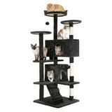 FDW | 54" Cat Tree Tower | Dark Gray | Multi-Level Indoor Activity Center with Sisal Scratching Posts, Condos, Plush Perches, Hanging Cat Toys | Sturdy, Easy to Assemble | for Kittens & Adult Cats