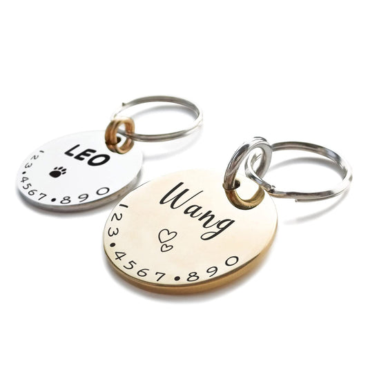 Cats Dogs ID Tags Personalized Lovely Symbols Pets Collar Name Accessories Simple Custom Engraved Supplies for Small Four Legged Child Necklace Chain Anti-Lost Shiny Stainless Steel 316L Charm