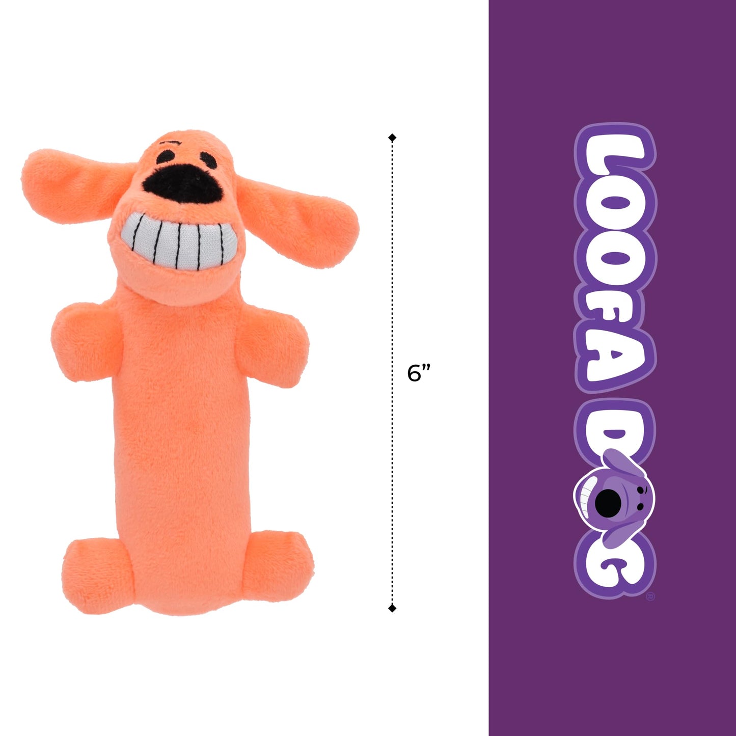 Multipet Original Loofa Dog Plush Toy - Squeaky Toy for All Dogs - Extra Soft Plush - Stuffed Animal Dog Toys for Playing (1 Count, 6”, Random Color Surprise)