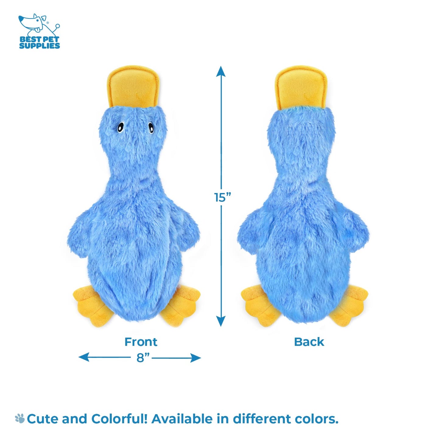 Best Pet Supplies Interactive Squeaky Dog Chew Toy, Ideal Dog Toys for Chewers, Small, Medium & Large Dogs, and Fetch Lovers - Crinkle Duck (Blue), Large