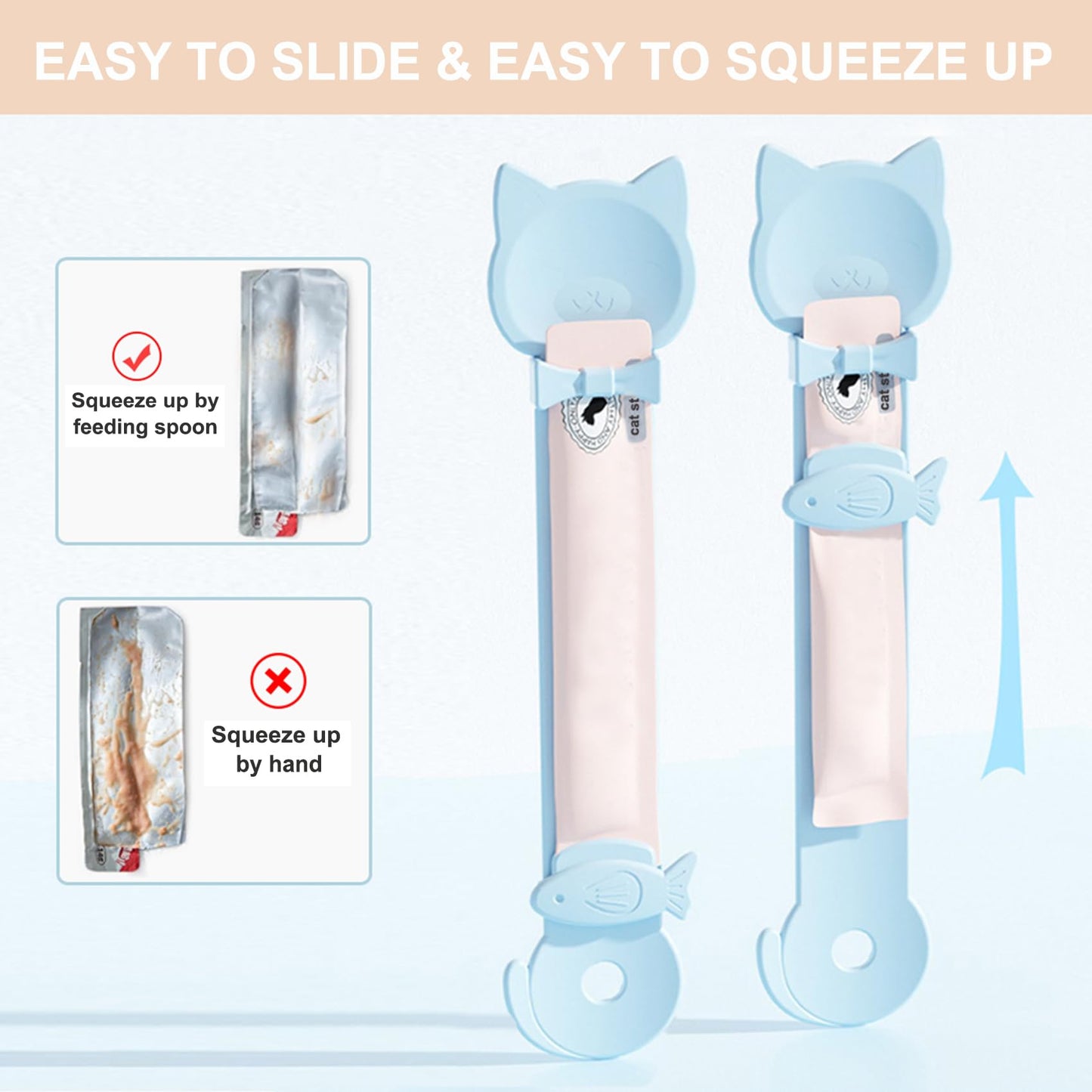 PETPAWLOVELY-3PCS Cat Treat Spoon Squeeze,Cat Strip Feeder spoon,Easy Feeding Spoon for Licky Treats,Pet Food Spoon for Wet Food, Suitable for Churu Paste Treat(3 Color)