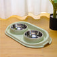 MXCELL Double Dog Cat Food Bowls, Stainless Steel Pet Bowls Dog Water Bowls with No-Spill and Non-Skid PP Station, Food Water Feeder for Cats and Small Dogs
