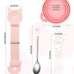 Aecsze 5 PCS Cat Food Can Covers Lids Set, Silicone Pet Food Can Lids with Multi-Function Cat Food Spoon and Opener, Cat Bar Squeezer, Stainless Steel Wet Food Spoon for Cats and Dogs (Pink) (Pink)