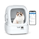 Mintakawa Automatic Cat Litter Box Self Cleaning - APP Control and Weight Monitoring - Ultra-Quiet, Suitable for Medium Cats and Kittens, Safe Anti-Pinch Litter Box (Assembly Required) - White