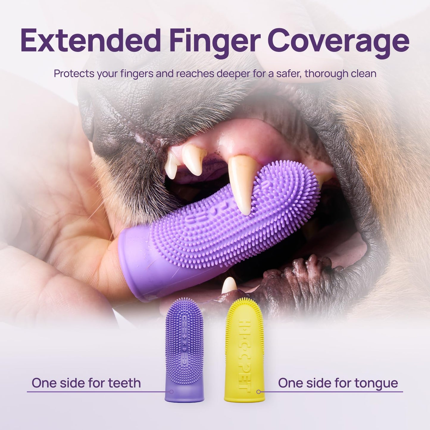 HICC PET Dog Toothbrush, Anti-Slip Dog Tooth Brushing Kit, Dog Finger Toothbrush for Plaque and Tartar Cleaning, Dog Teeth Cleaning for Medium & Large Pets, Safer & Softer Liquid Silicone, 2-Pack
