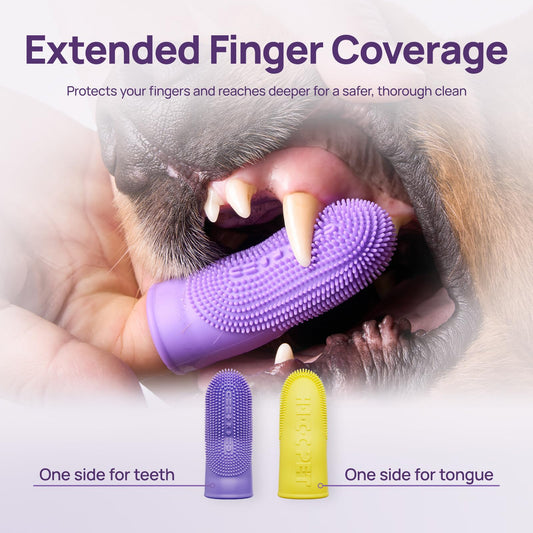 HICC PET Dog Toothbrush, Anti-Slip Dog Tooth Brushing Kit, Dog Finger Toothbrush for Plaque and Tartar Cleaning, Dog Teeth Cleaning for Medium & Large Pets, Safer & Softer Liquid Silicone, 2-Pack