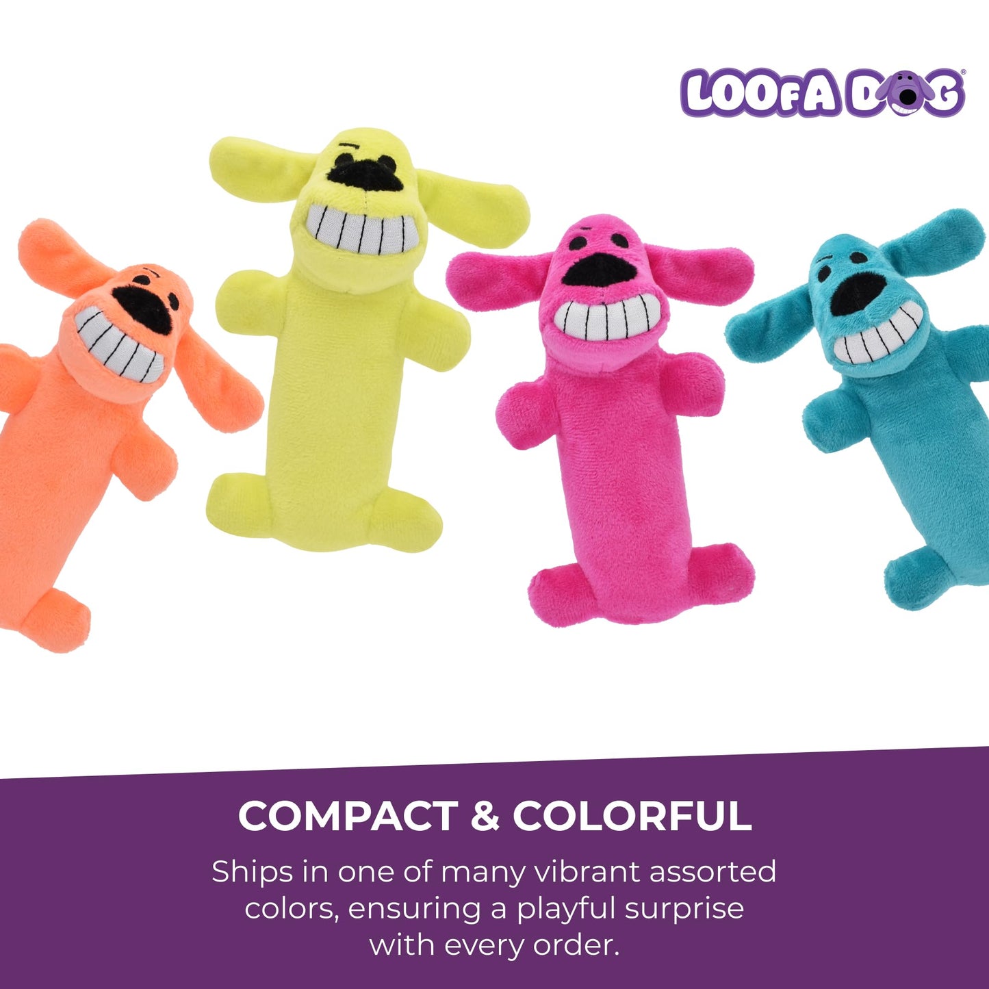 Multipet Original Loofa Dog Plush Toy - Squeaky Toy for All Dogs - Extra Soft Plush - Stuffed Animal Dog Toys for Playing (1 Count, 6”, Random Color Surprise)