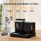 ZOMISIA Automatic Cat Feeder and Water Dispenser Set, 2 in 1 Gravity Cat Food Dispenser with 180 Degree Rotatable, Pet Self Feeding Large Capacity for Small Dogs Puppy Kitten, Black, 0.8 Gallon x 2