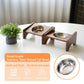 Elevated Stainless Steel Raised Food and Water Bowls, 15 Tilted Anti Vomiting, Dishwasher Safe, Non-Slip, Suitable for Cats and Puppies (Brown) - 2 Pack