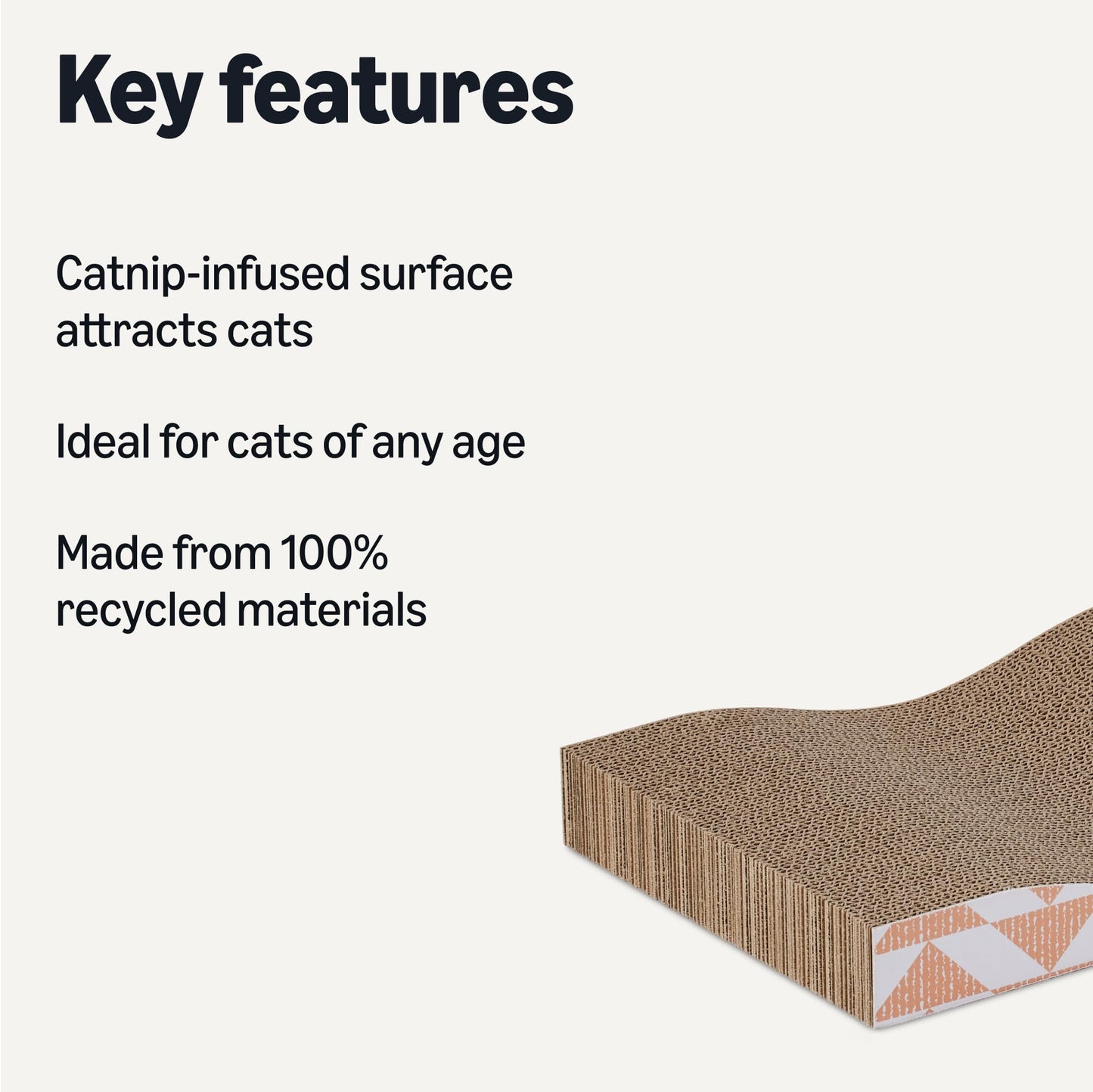 Amazon Basics Cat Scratching Post, Cat Scratch Pad for Indoor Cats with Catnip, Single Layer with Curve, 16.5 x 8.1 x 1.6 in, 2-Pack