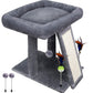 TWDEPART Cat Tree Tower with Cat Scratching Post for Indoor Cats, Activity Centre Climbing Tree with Scratching Board and Playful Toy Balls, Grey