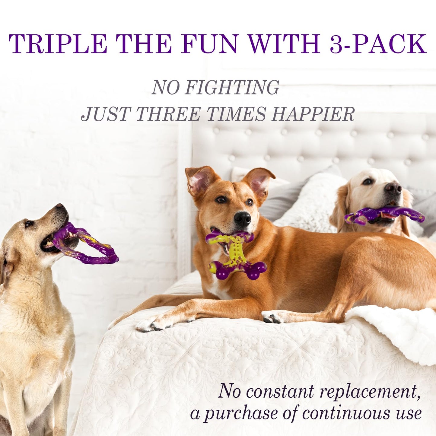 Frienhund Tough Dog Toys for Aggressive Chewers 3 Pack, Indestructible Dog Toys for Large Dogs, Dog Chew Toys, Aggressive Chew Toys to Keep Them Busy, Dog Toy for 30-75lbs Medium/Large Breeds