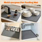 Large Silicone Dog Food Mat with Raised Edge, Waterproof Non-Slip Pet Feeding Mat for Floors, Dog Bowl Mat for Food and Water, Spill Proof Cat & Dog Feeding Placemat, Easy Clean, 34 x 22, Gray