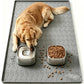 Large Silicone Dog Food Mat with Raised Edge, Waterproof Non-Slip Pet Feeding Mat for Floors, Dog Bowl Mat for Food and Water, Spill Proof Cat & Dog Feeding Placemat, Easy Clean, 34 x 22, Gray