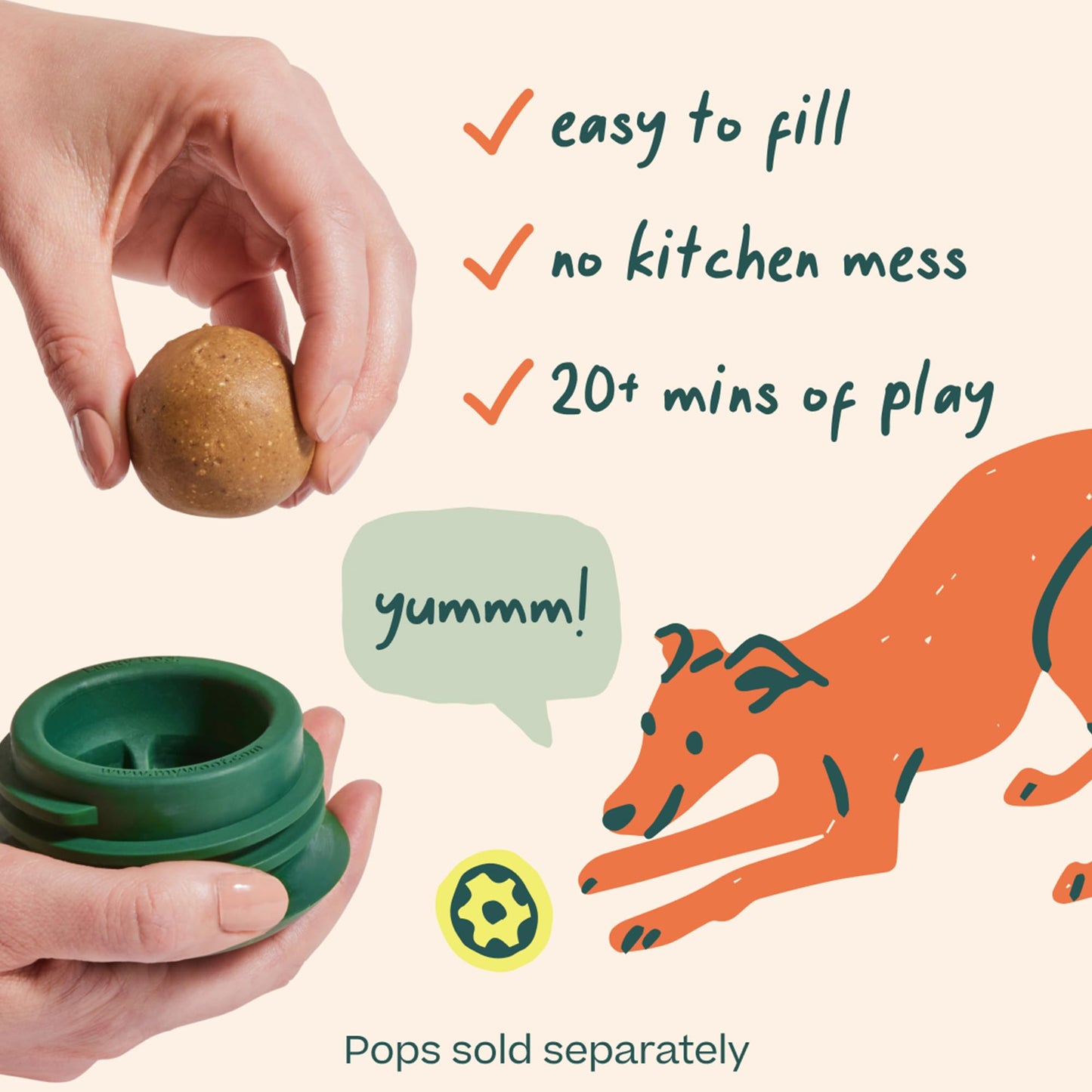 WOOF Pupsicle - Long-Lasting Interactive Dog Ball Toy to Keep Your Pup Busy and Distracted - Safe for Dogs - Low-Mess Design - Dog Toys for XL Dogs 75 lbs and Up