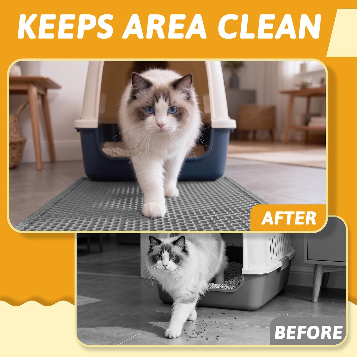 Pieviev Cat Litter Mat Double Layer Waterproof Urine Proof Trapping Mat 1 Pack (Gray, 24x15 Inch (Pack of 1))