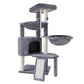 3-Tier Cat Tree with 2 Hammocks & Condo, Grey | Multi-Level Indoor Cat Tower with Natural Sisal Scratching Posts, Rope Ladder, Replaceable Hanging Balls | Sturdy Cat Furniture for Kittens & Adult Cats