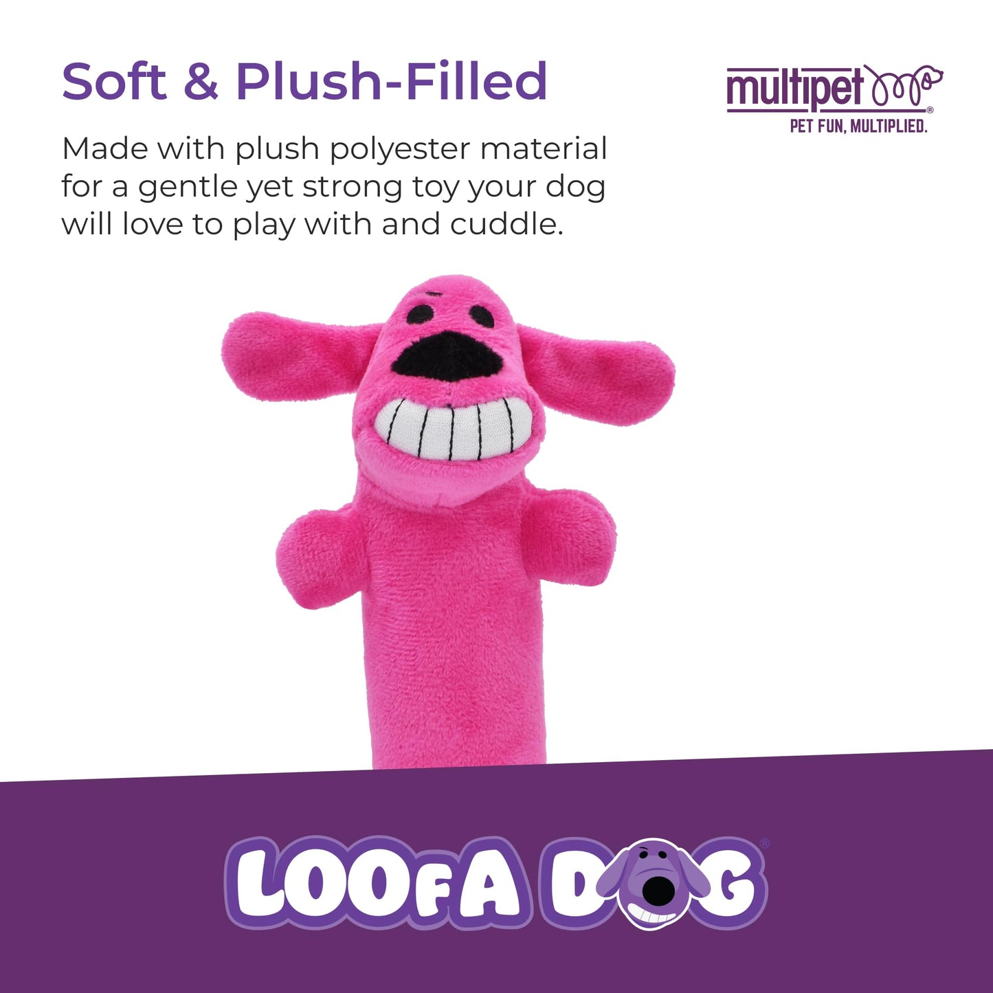 Multipet Original Loofa Dog Plush Toy - Squeaky Toy for All Dogs - Extra Soft Plush - Stuffed Animal Dog Toys for Playing (1 Count, 6”, Random Color Surprise)