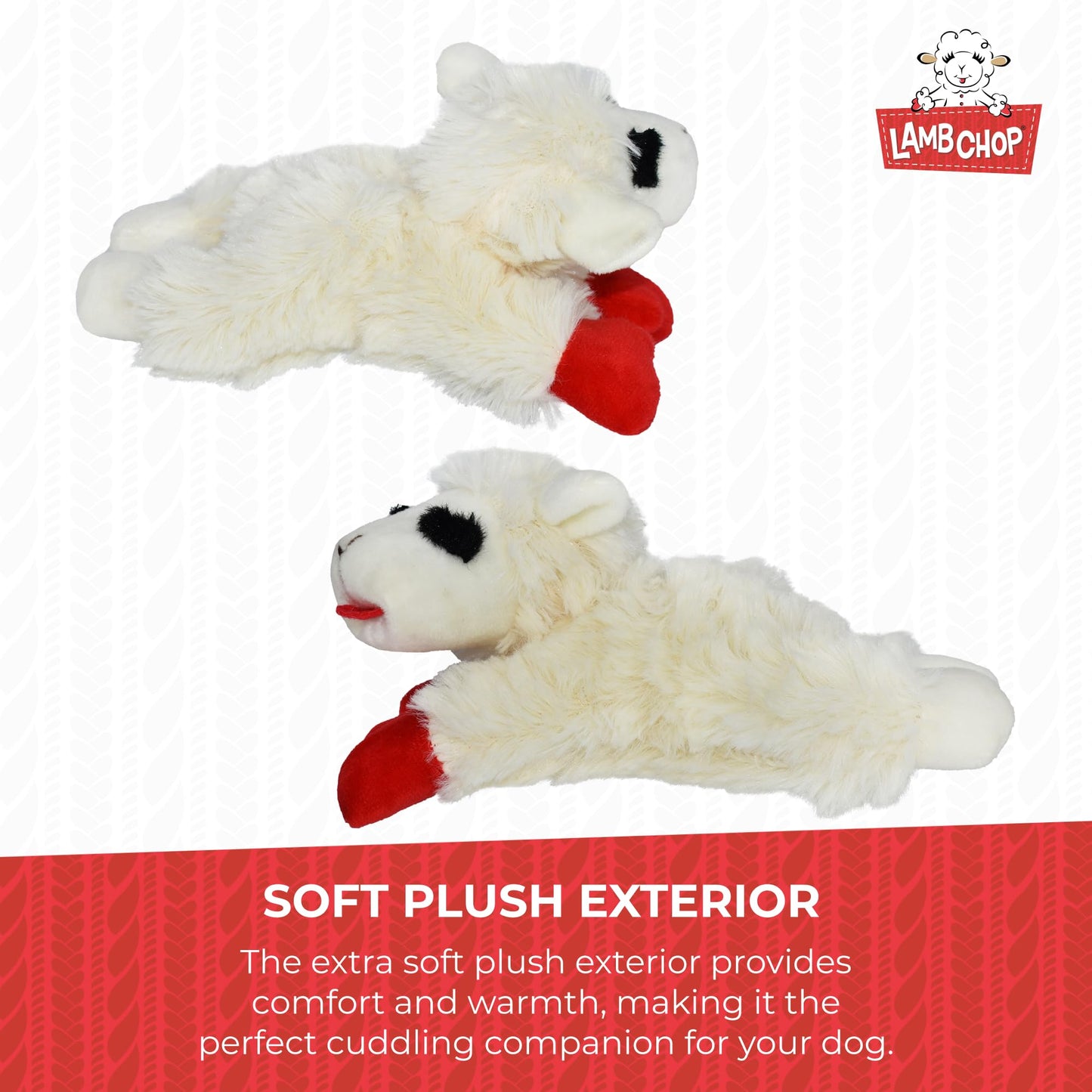 Multipet Lamb Chop Dog Plush Toy - Squeaky Toy for All Dogs - Extra Soft Plush - Stuffed Animal Dog Toy for Cuddling & Playing - Cute Pet Toy (6", Cream)