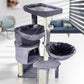 3-Tier Cat Tree with 2 Hammocks & Condo, Grey | Multi-Level Indoor Cat Tower with Natural Sisal Scratching Posts, Rope Ladder, Replaceable Hanging Balls | Sturdy Cat Furniture for Kittens & Adult Cats