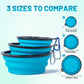SLSON Collapsible Bowl with Cover Lids,2 Pack Dog Travel Bowls Portable Foldable Cat Water Dish Bowl for Pets Walking Parking Camping (Light Blue and Green, Small)