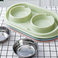 MXCELL Double Dog Cat Food Bowls, Stainless Steel Pet Bowls Dog Water Bowls with No-Spill and Non-Skid PP Station, Food Water Feeder for Cats and Small Dogs