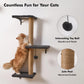 5-in-1 Cat Wall Shelves for Indoor Cats, Wall Mounted Cat Furniture with Bed, Cave, Scratching Post & Perch, Multi-Level Cat Climbing Wall, Space Saving Floating Cat Shelves (Natural Wood Darkgrey)