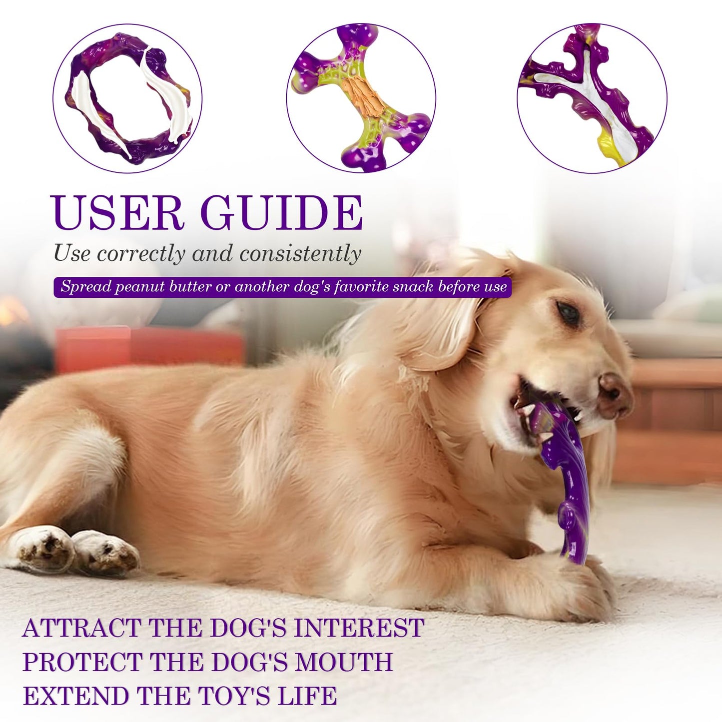 Frienhund Tough Dog Toys for Aggressive Chewers 3 Pack, Indestructible Dog Toys for Large Dogs, Dog Chew Toys, Aggressive Chew Toys to Keep Them Busy, Dog Toy for 30-75lbs Medium/Large Breeds