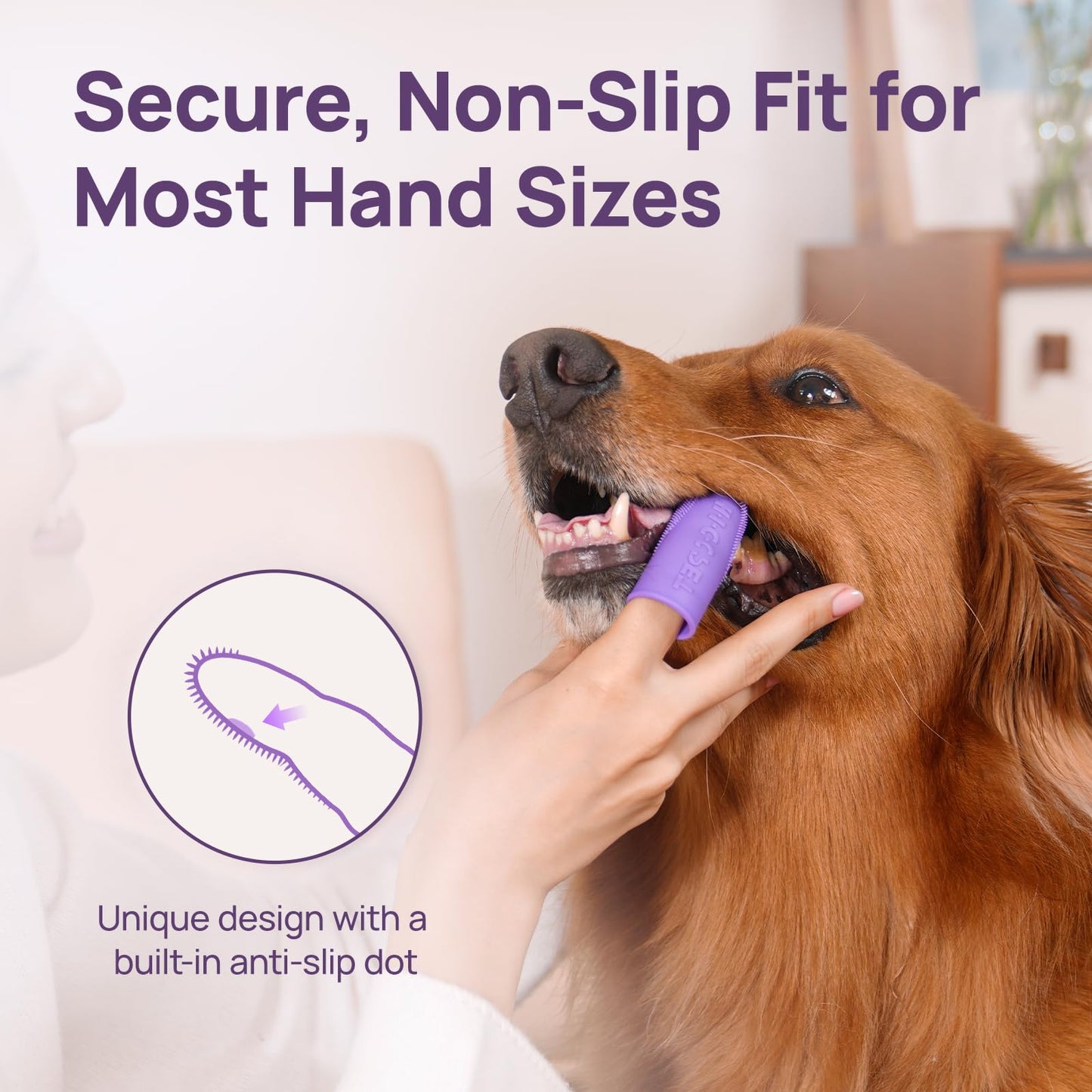 HICC PET Dog Toothbrush, Anti-Slip Dog Tooth Brushing Kit, Dog Finger Toothbrush for Plaque and Tartar Cleaning, Dog Teeth Cleaning for Medium & Large Pets, Safer & Softer Liquid Silicone, 2-Pack