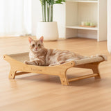 FurrCrest XL Sisal Cat Scratcher Bed with Elevated Hammock for Indoor Cats, Replaceable Natural Sisal Pad, Large Cat Lounge, Anti-Slip No-Wobble Bamboo Frame, Natural Grey