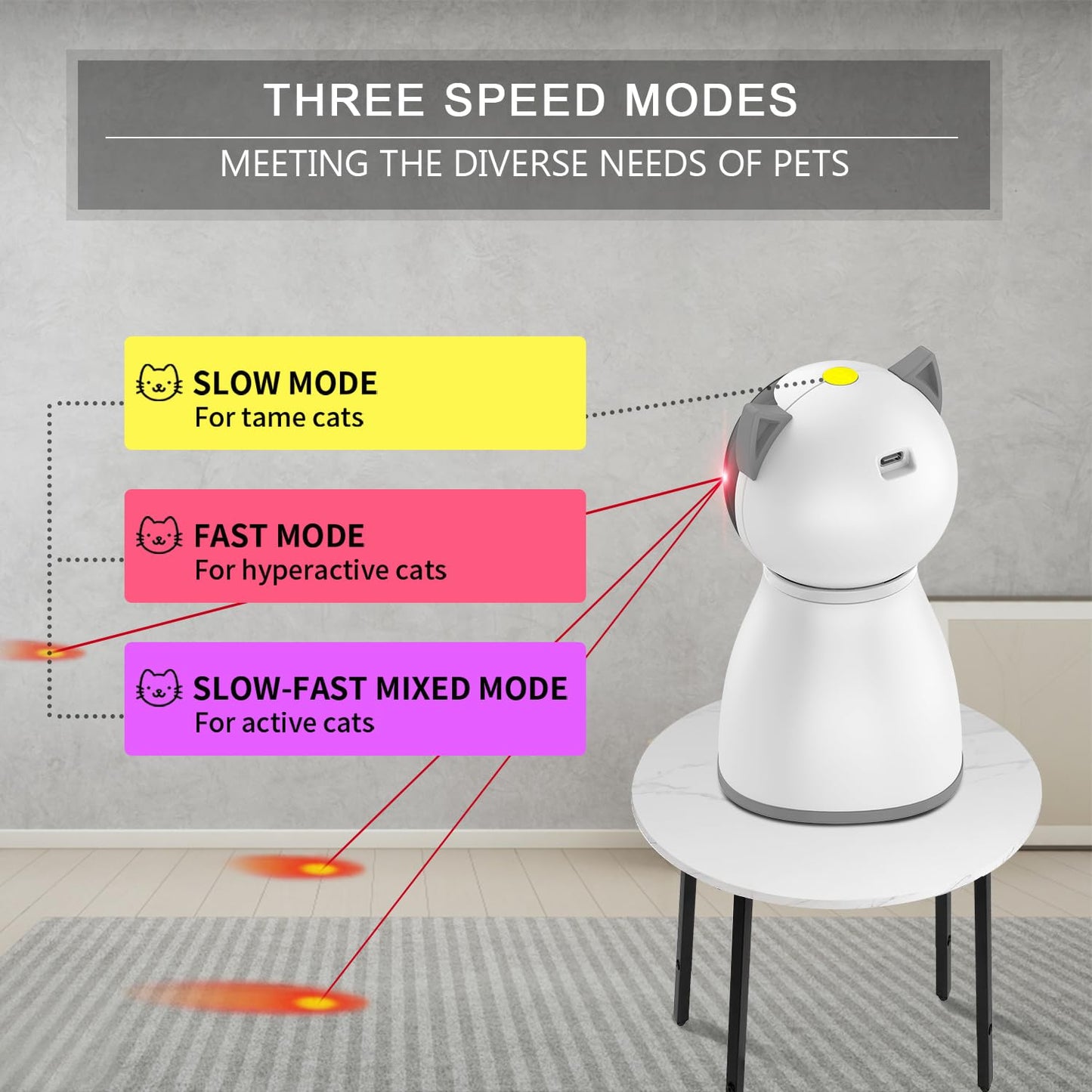 YVE LIFE Cat Toys Laser for Indoor Cats,The 4th Generation Real Random Trajectory Motion Activated Rechargeable Automatic Cat Laser Toy,Interactive Cat Toys for Bored Indoor Cats/Kittens