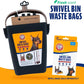 Arm & Hammer Dog Pooper Scooper Swivel Bin & Rake, Poop Scoop for Dogs, Black (2 Heavy Duty Scented Waste Bags Included)
