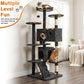 FDW | 54" Cat Tree Tower | Dark Gray | Multi-Level Indoor Activity Center with Sisal Scratching Posts, Condos, Plush Perches, Hanging Cat Toys | Sturdy, Easy to Assemble | for Kittens & Adult Cats