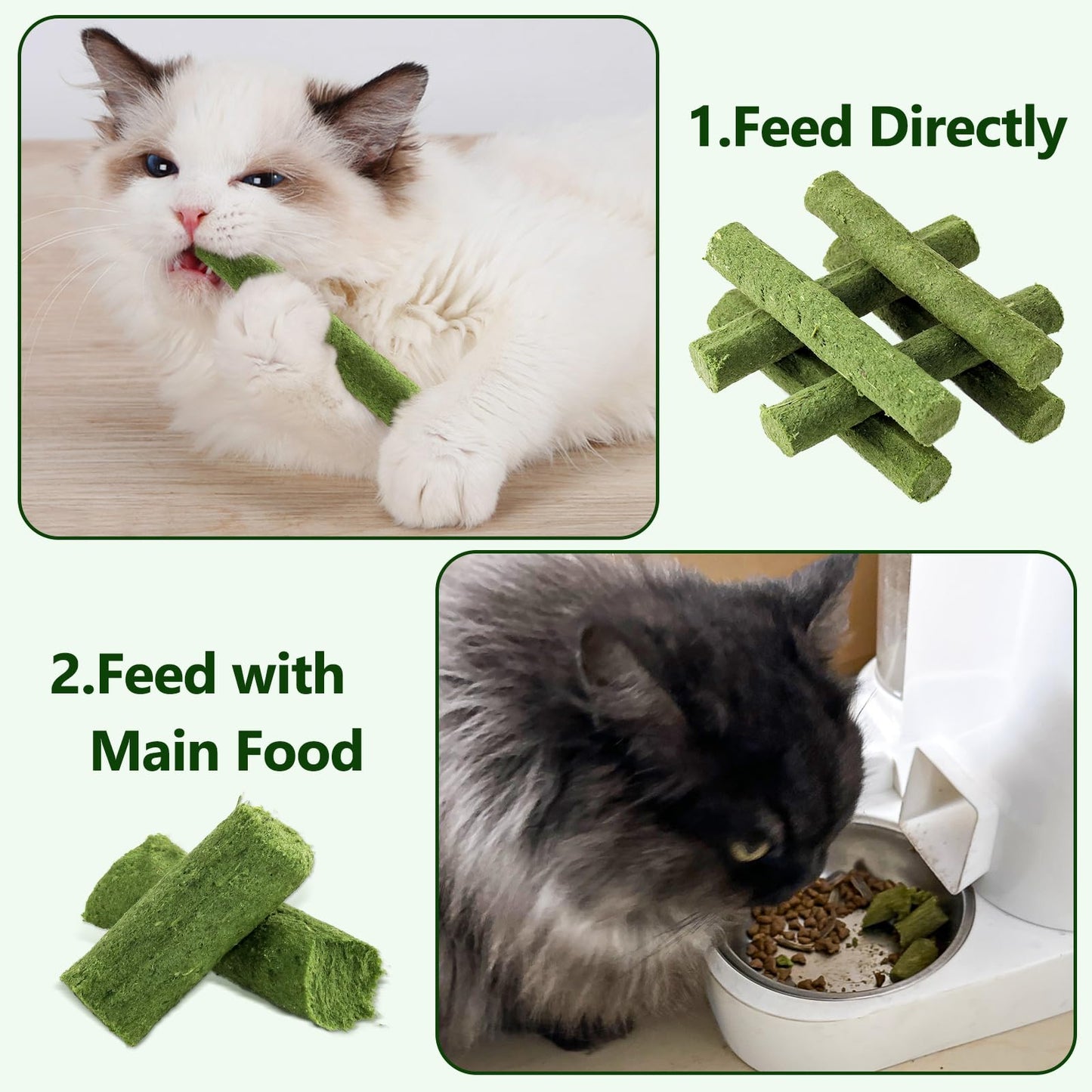 Hkpetie 30g Cat Grass Sticks, Delicious Cat Grass Teething Stick Edible Cats Chew Toy Cat Treats Snack for Teeth Cleaning and Hairball Removal