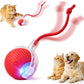 Smart Interactive Automatic Electric Rolling Moving Rechargeable Motion Activated Self Solo Play Electronic Stimulation Chase Teaser Ball Toy with Rope for Indoor Bored Adult Cat and Dog, Red