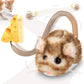 Migipaws Interactive MigiMouse Cat Toy 360° Rolling & Spin with Mesh Plastic Tail for Indoor Cats Smart Motion Sensor, Realistic Squeak, Rechargeable Plush Kitten Toy(Brown Long)