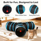 Tempcore Pet Cat Tunnel Tube Toys 3 Way Collapsible, Tunnels for Indoor Cats, Interactive Tube with Teaser Wand, Peek Holes & Hanging Ball, Black & Blue