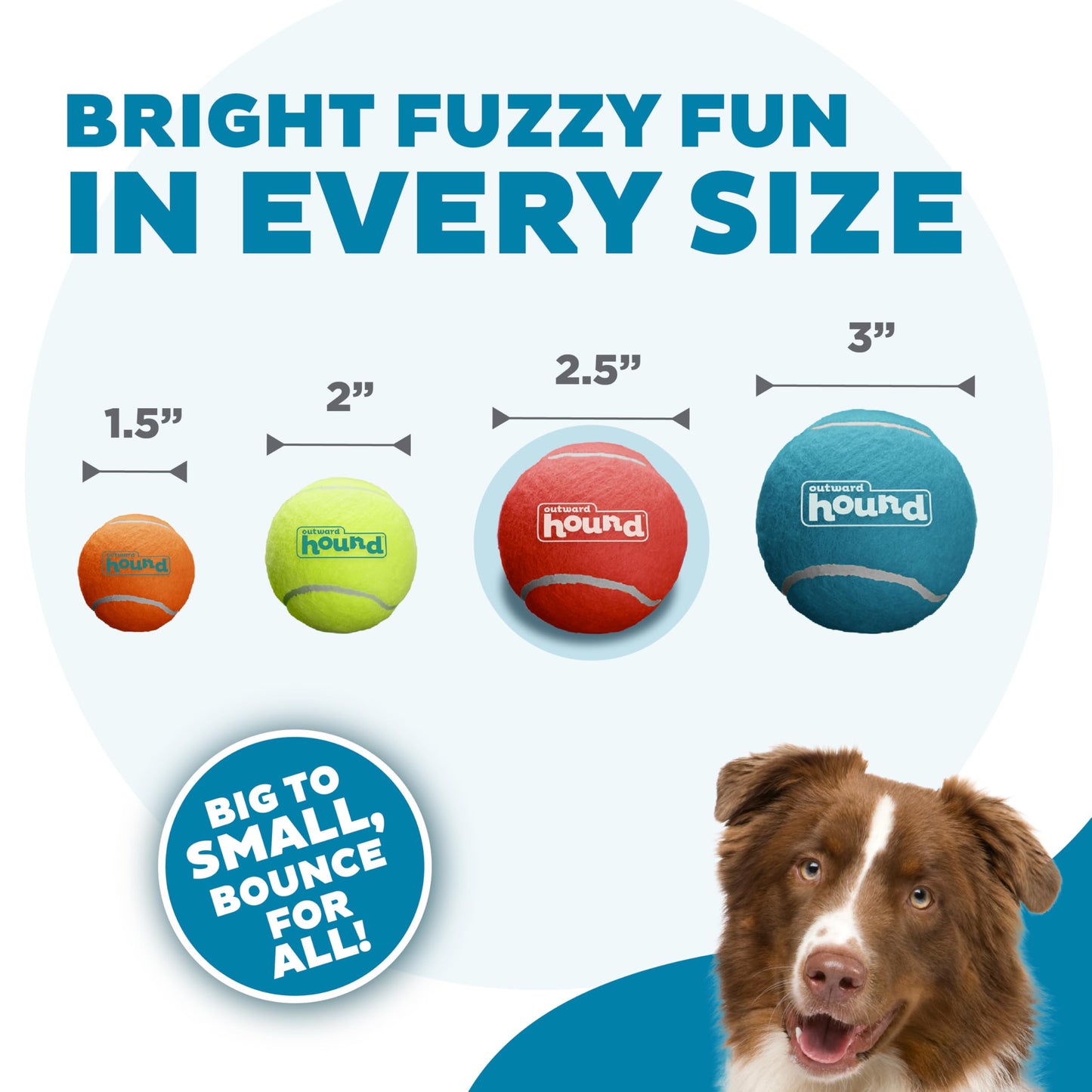 Outward Hound Squeaker Ballz – Squeaky Tennis Balls for Dogs Under 50 lbs, Interactive Dog Toy for Fetch & Training, Medium (2.5"), 4‑Pack