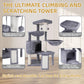 3-Tier Cat Tree with 2 Hammocks & Condo, Grey | Multi-Level Indoor Cat Tower with Natural Sisal Scratching Posts, Rope Ladder, Replaceable Hanging Balls | Sturdy Cat Furniture for Kittens & Adult Cats