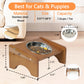 Elevated Stainless Steel Raised Food and Water Bowls, 15 Tilted Anti Vomiting, Dishwasher Safe, Non-Slip, Suitable for Cats and Puppies (Brown) - 2 Pack