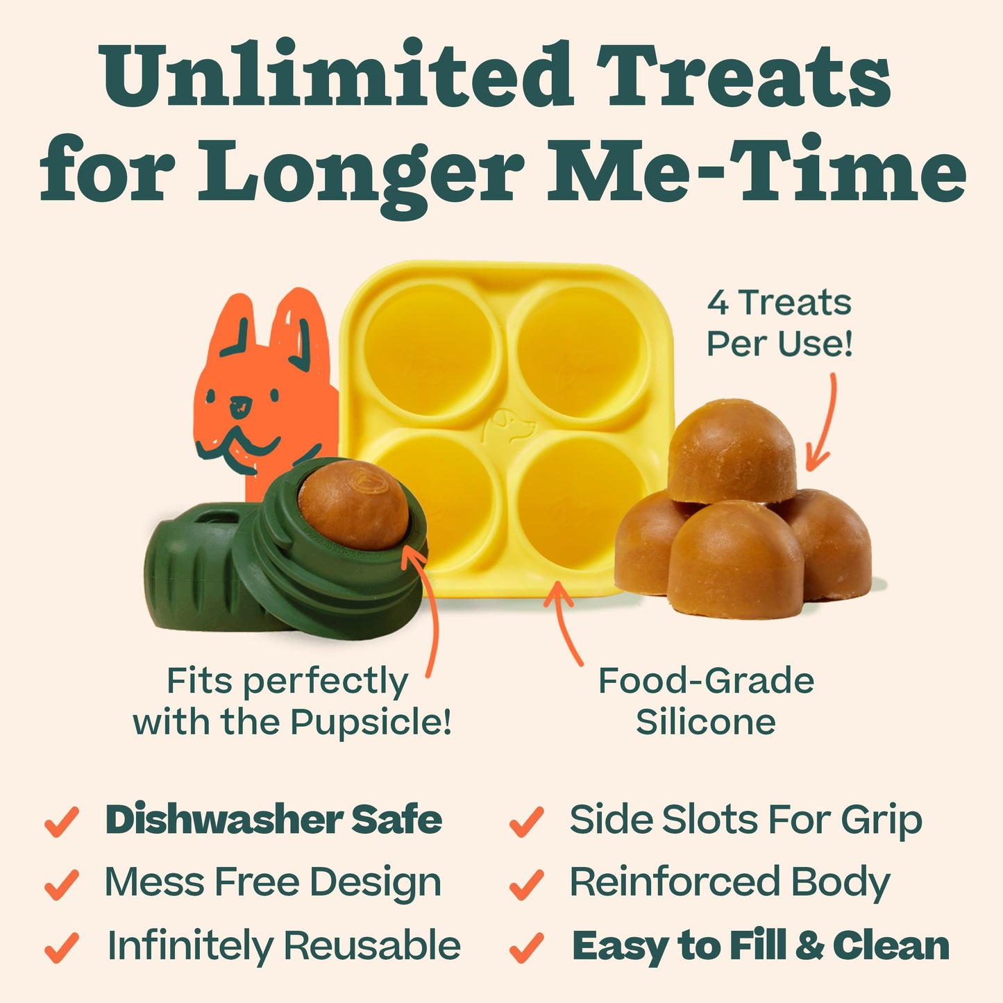 WOOF Pupsicle and Treat Tray - Long-Lasting Interactive Dog Ball Toy and Silicone Dog Treat Mold - Keep Your Pup Busy - Easy to Clean - Toys for Medium and Large Dogs 25-75 lbs
