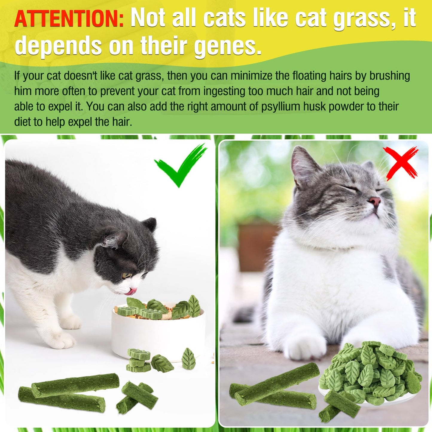 SYWUAII 100g/3.52oz Cat Grass Treats, Cat Grass Teething Stick for Hairball Remove and Teeth Cleaning, Edible Cats-Grass Stick Snack